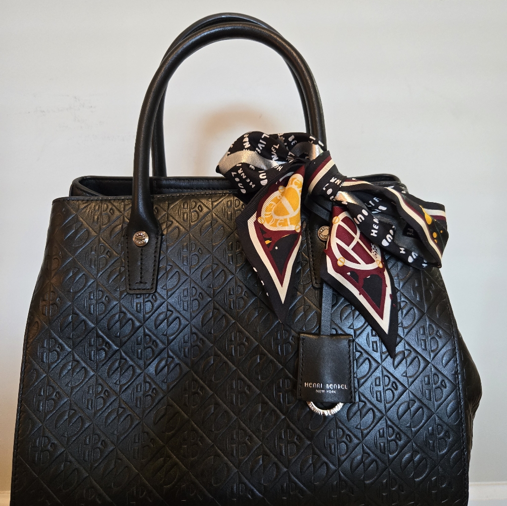 Henri Bendel Black Handbag & Silk Twilly *Nwot*